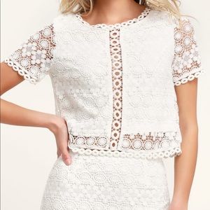 NWT Lulus White Crochet Lace Crop Top